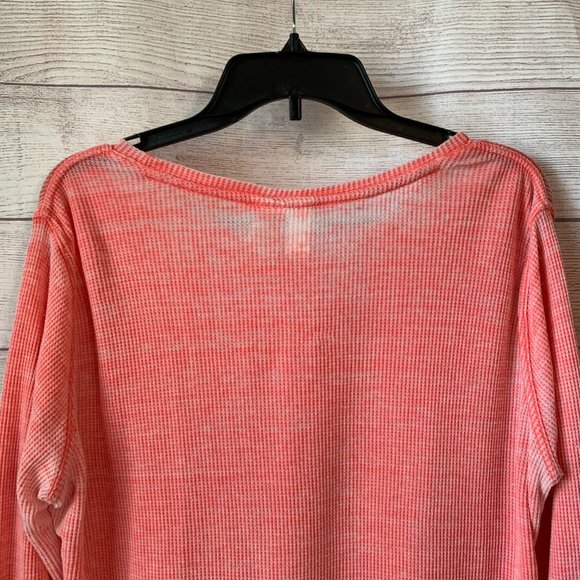 Coral Lightweight Distressed Tunic Shirt Waffle Pattern Ombre Faded Size 6 - Picture 6 of 9